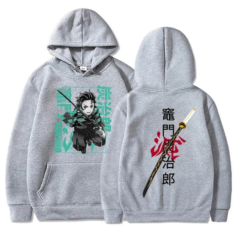 Sweat à Capuche Demon Slayer Tanjiro Gris