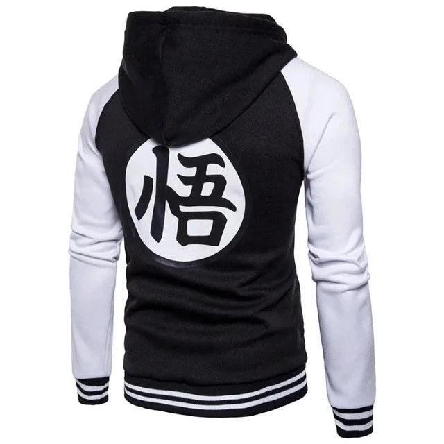 Sweat Gilet Dragon Ball Z Kanji Goku noir blanc