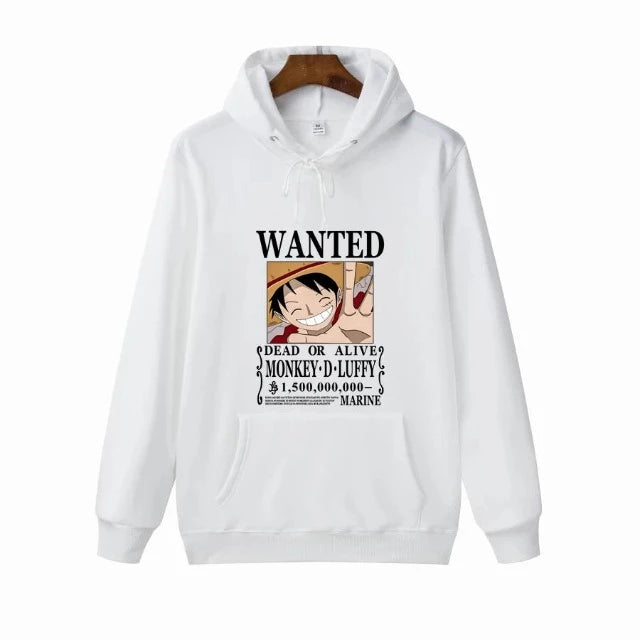 Sweat Pull One Piece Monkey D. Luffy Wanted Blanc