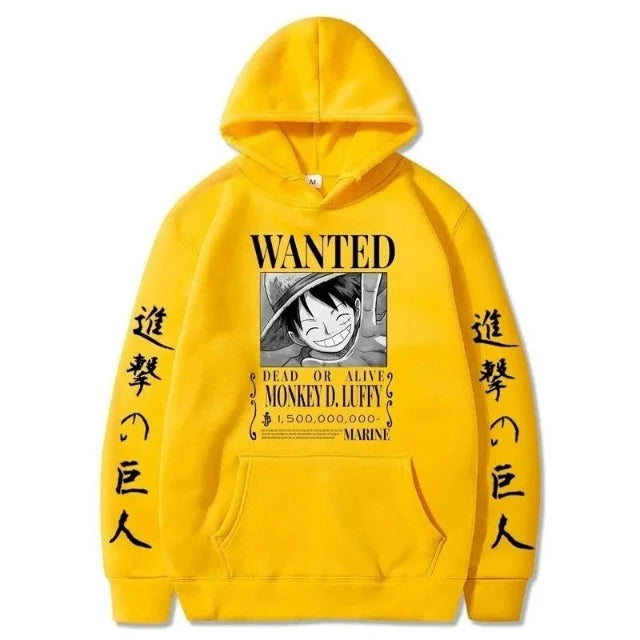 Sudadera One Piece Luffy Wanted 8 colores