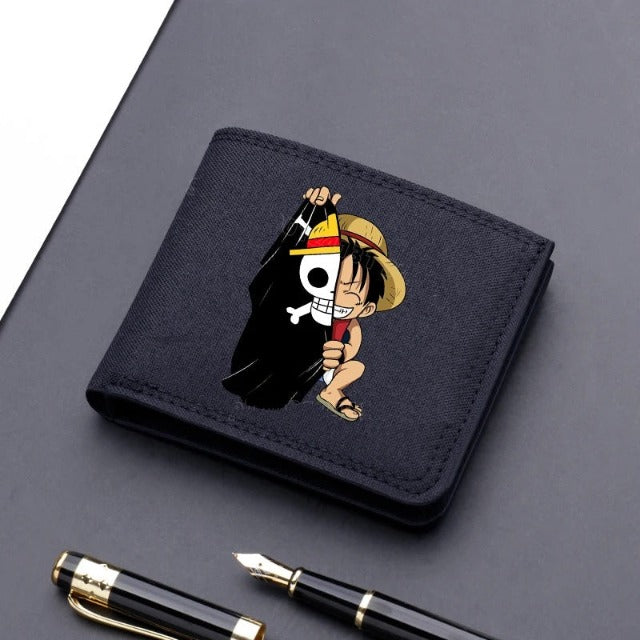 Portefeuille Porte-Cartes One Piece Luffy Jolly Roger Noir