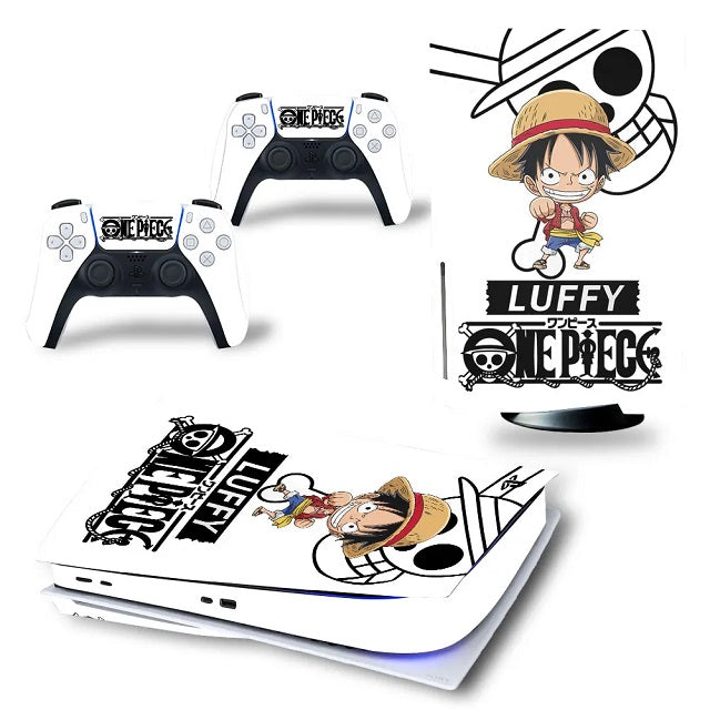 Sticker PS5 One Piece Luffy Jolly Roger Autocollant Playstation Console &amp; Manette