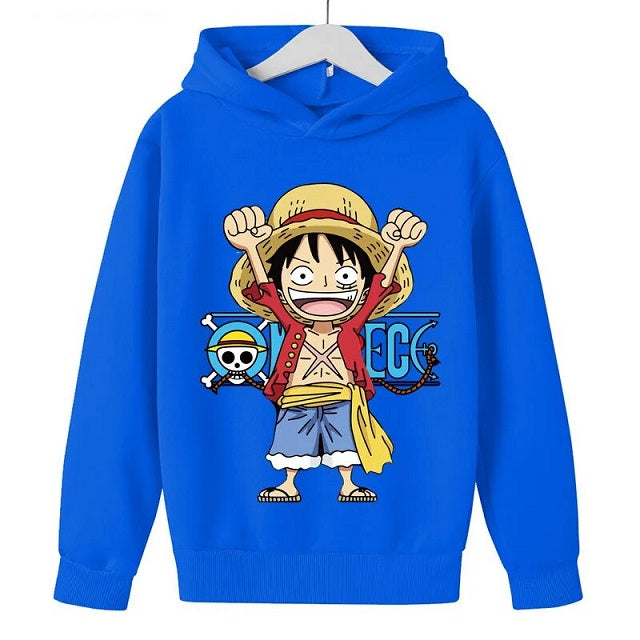 Sweat Enfant One Piece Monkey D. Luffy Pull BLEU