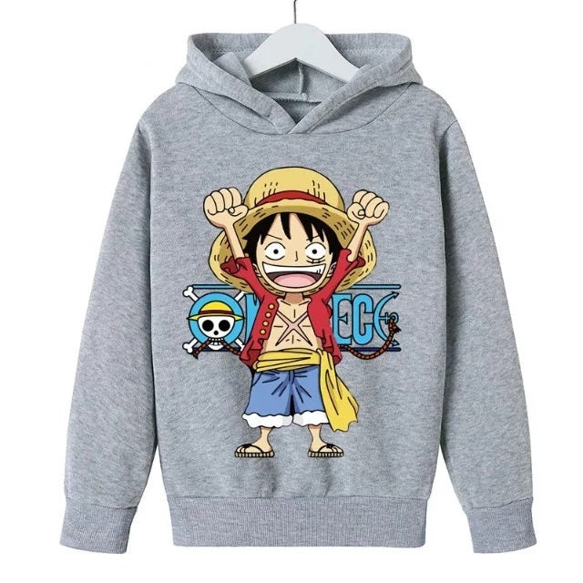 Sweat Enfant One Piece Monkey D. Luffy Pull GRIS