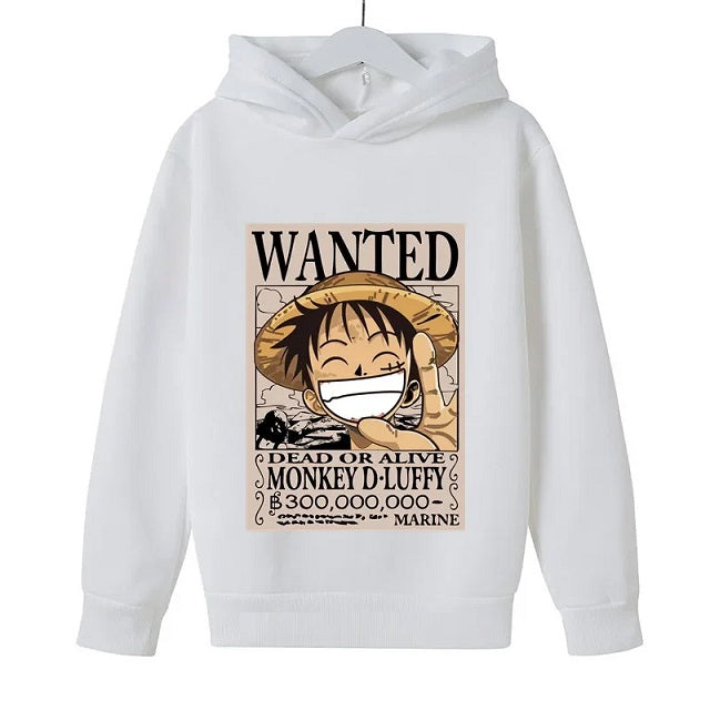Sweat Enfant Luffy Wanted Pull BLANC