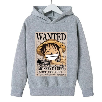 Sweat Enfant Luffy Wanted Pull GRIS