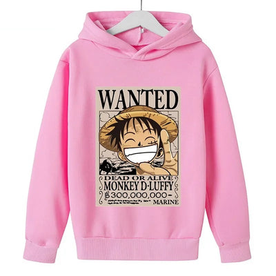 Sweat Enfant Luffy Wanted Pull ROSE