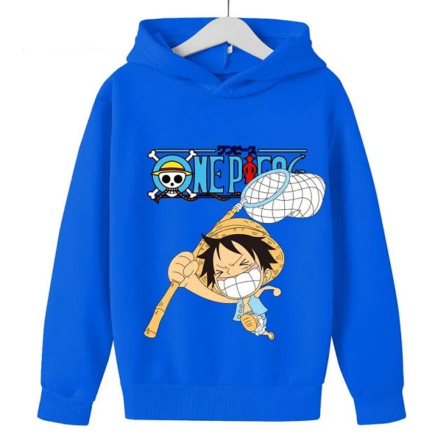 Sweat Enfant One Piece Luffy Pull BLEU