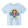 T-Shirt Enfant One Piece Luffy Fille Garçon BLEU