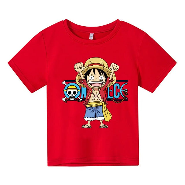 T-Shirt Enfant One Piece Luffy Fille Garçon ROUGE