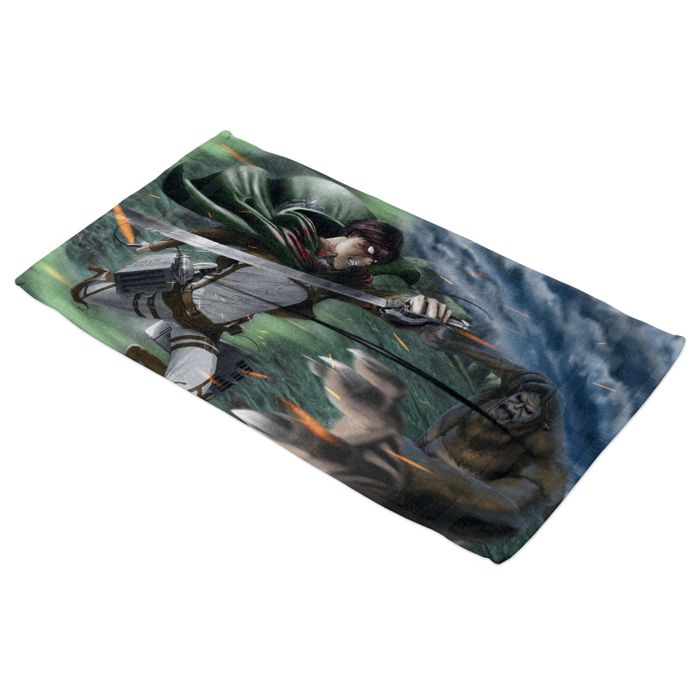 Serviette de bain Livai vs Titan Bestial Attaque des Titans SNK