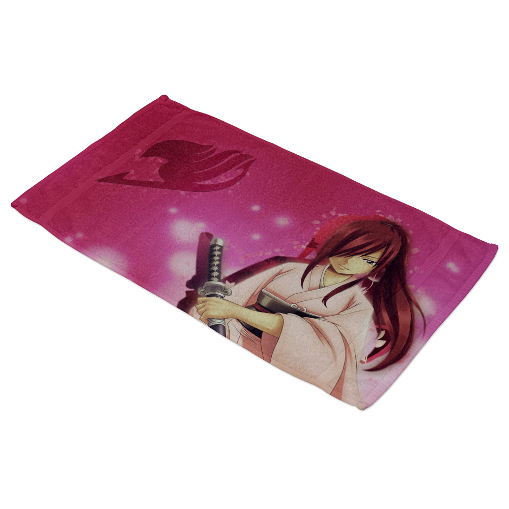 Serviette de bain Erza Fairy Tail rose