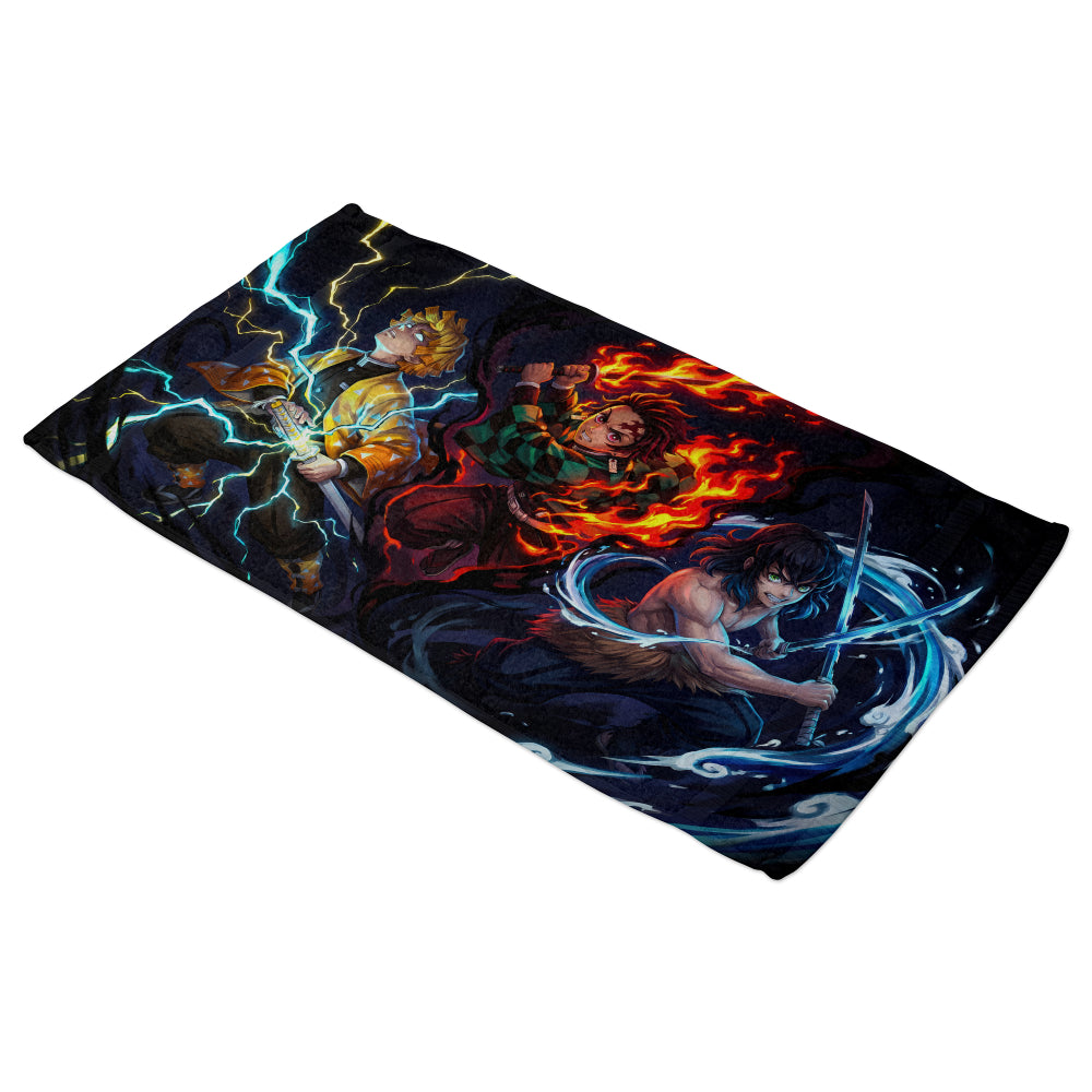 Serviette de bain Demon Slayer Tanjiro Zenitsu Inosuke
