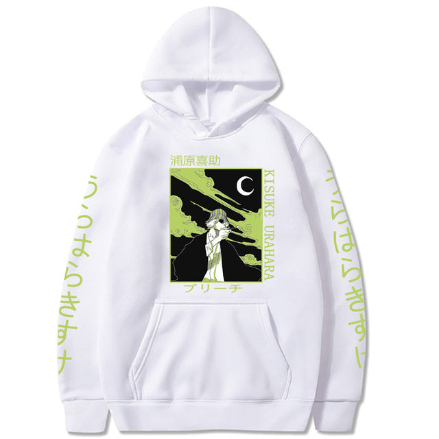 Sweat Kisuke Urahara Manga Bleach A Capuche Adulte Homme Femme Longues Manches blanc
