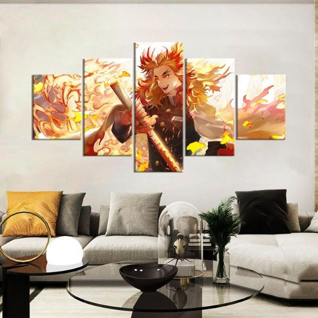 Tableau Kyojuro pilier de la Flamme Demon Slayer Cadre Toile