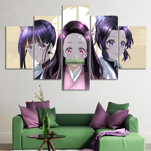 Tableau Nezuko Shinobu Kanao Demon Slayer Cadre Toile