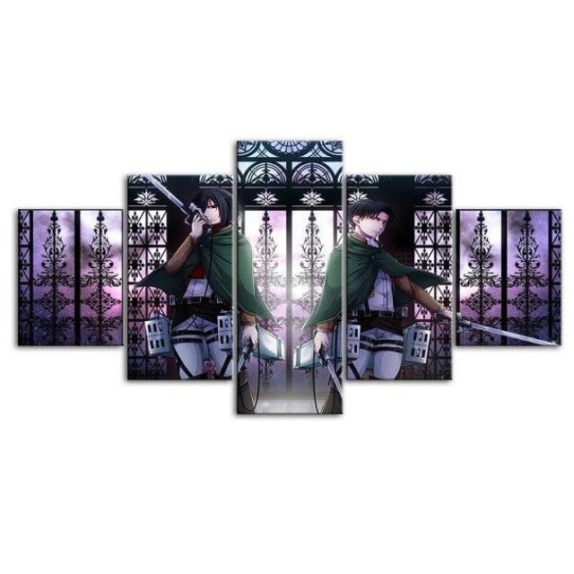 Tableau Livaï & Mikasa Attaque des Titans Cadre Toile