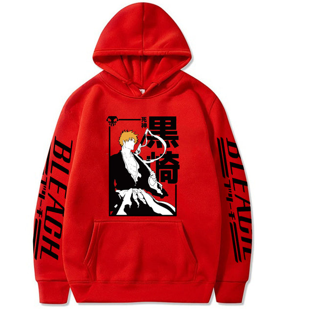 Sweatshirt Ichigo Kurosaki Manga Bleach A Capuche Adulte Homme Femme Longues Manches rouge