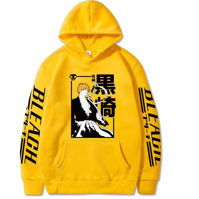 Sweatshirt Ichigo Kurosaki Manga Bleach A Capuche Adulte Homme Femme Longues Manches jaune