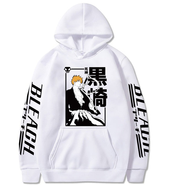 Sweatshirt Ichigo Kurosaki Manga Bleach A Capuche Adulte Homme Femme Longues Manches blanc