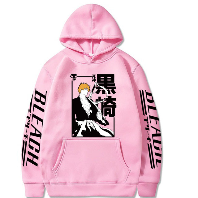 Sweatshirt Ichigo Kurosaki Manga Bleach A Capuche Adulte Homme Femme Longues Manches rose