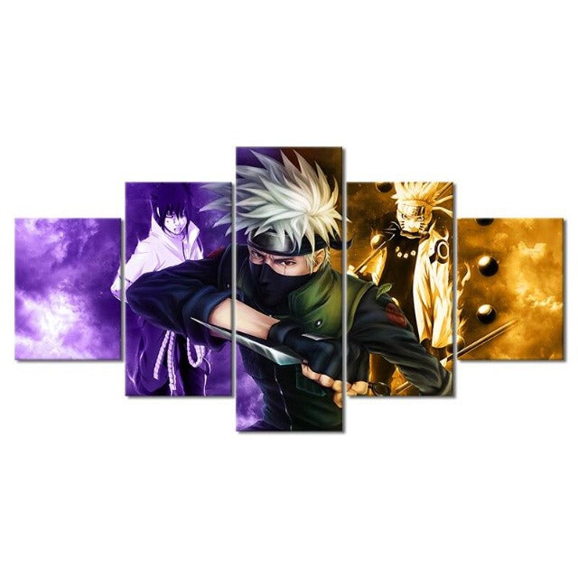 Tableau Kakashi Naruto Sasuke Deco Toile Cadre Mural Manga Naruto