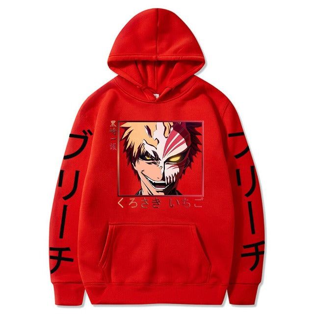 Pull Ichigo Bleach Manga A Capuche Adulte Homme Femme Longues Manches rouge
