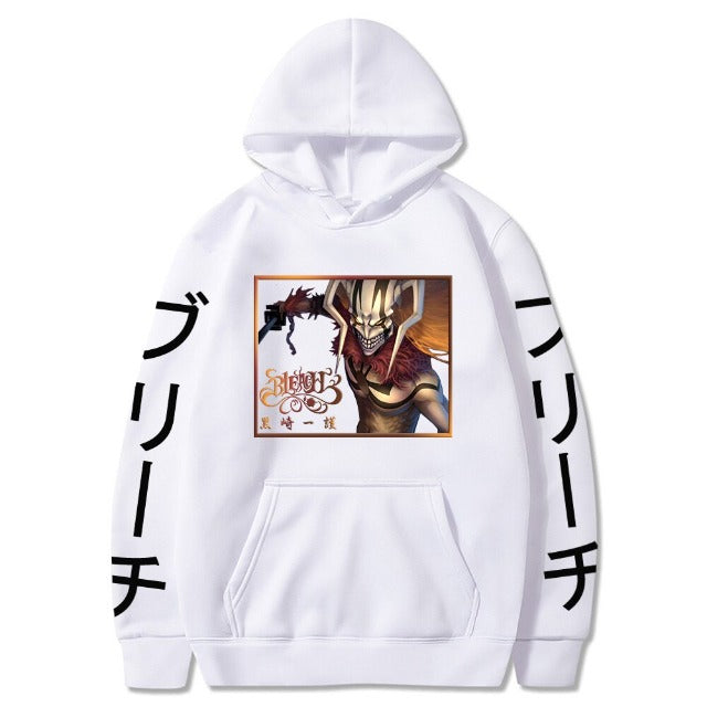 Sweat Ichigo Hollow Manga Bleach A Capuche Adulte Homme Femme Longues Manches blanc