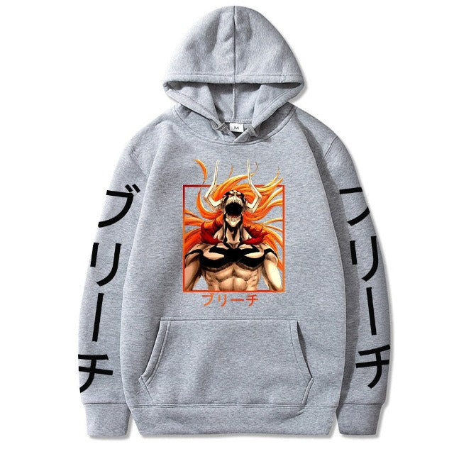 Sweat Hollow Bleach Manga A Capuche Adulte Homme Femme Longues Manches gris