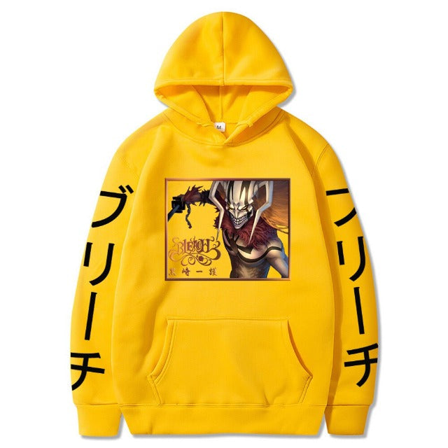Sweat Ichigo Hollow Manga Bleach A Capuche Adulte Homme Femme Longues Manches jaune