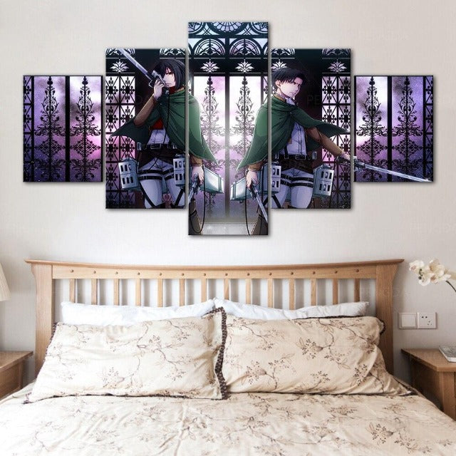 Tableau Livaï & Mikasa Attaque des Titans