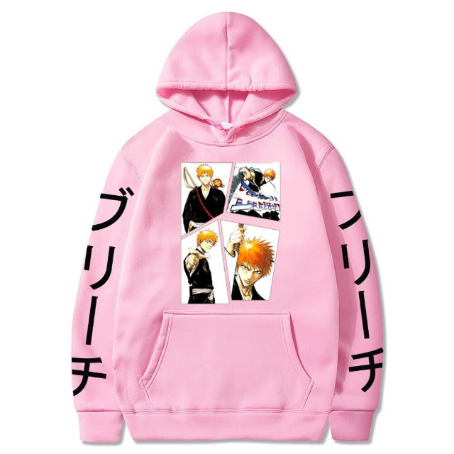 Sweat Ichigo Manga Bleach A Capuche Adulte Homme Femme Longues Manches rose