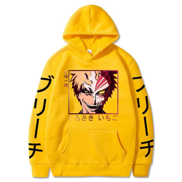 Pull Ichigo Bleach Manga A Capuche Adulte Homme Femme Longues Manches jaune