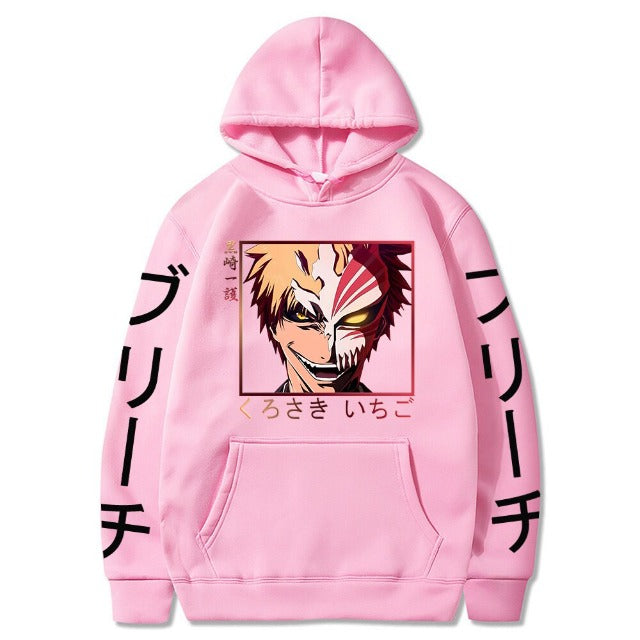 Pull Ichigo Bleach Manga A Capuche Adulte Homme Femme Longues Manches rose