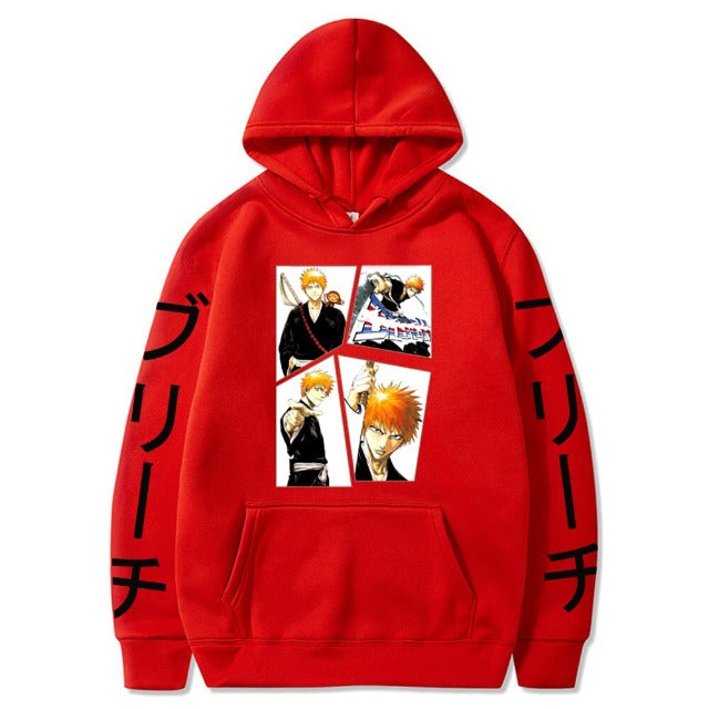 Sweat Ichigo Manga Bleach A Capuche Adulte Homme Femme Longues Manches rouge