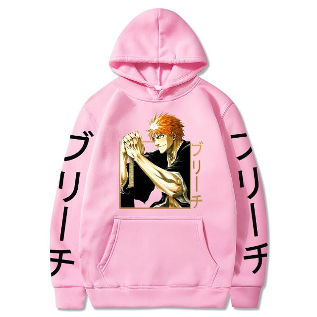 Sweatshirt Ichigo Manga Bleach A Capuche Adulte Homme Femme Longues Manches  rose