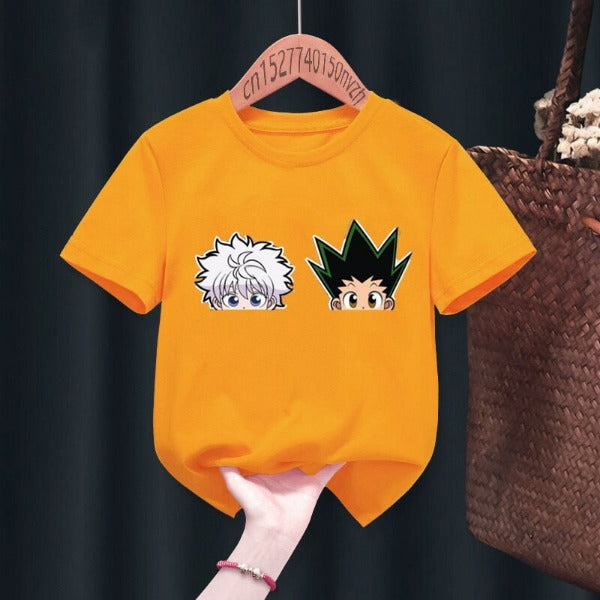 T-shirt Gon Killua Têtes HxH Fille Garçon ORANGE