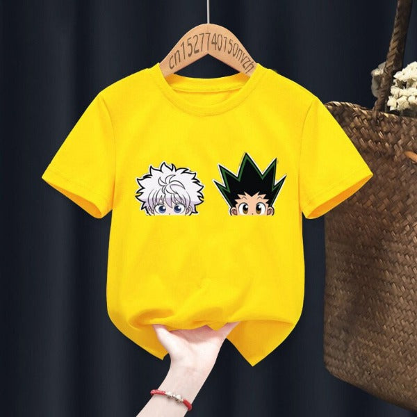 T-shirt Gon Killua Têtes HxH Fille Garçon JAUNE