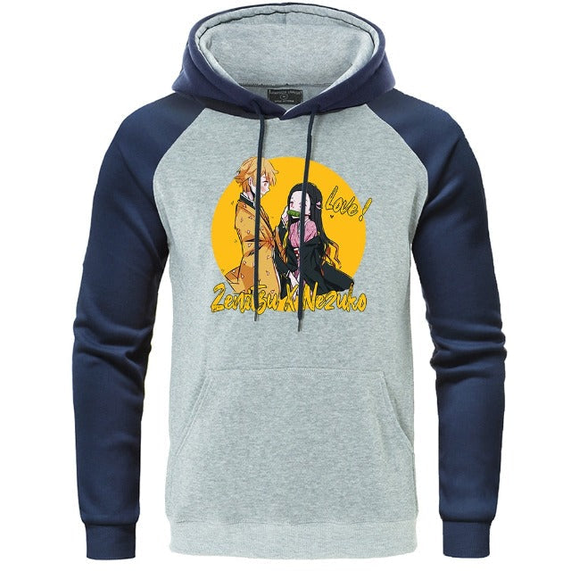 Sweat Demon Slayer Zenitsu & Nezuko bleu gris