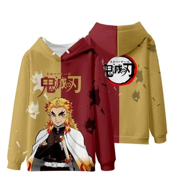 Sweat à Capuche Enfant Demon Slayer Rengoku Pull Garçon Fille