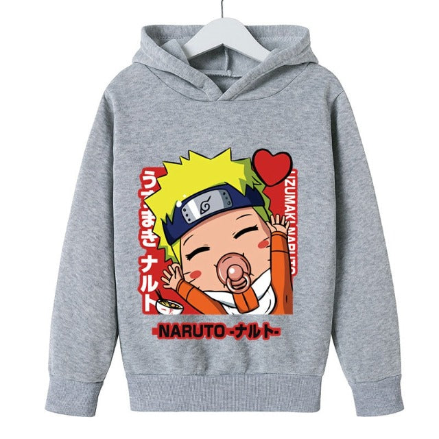 Sweat à Capuche Enfant Naruto Uzumaki gris