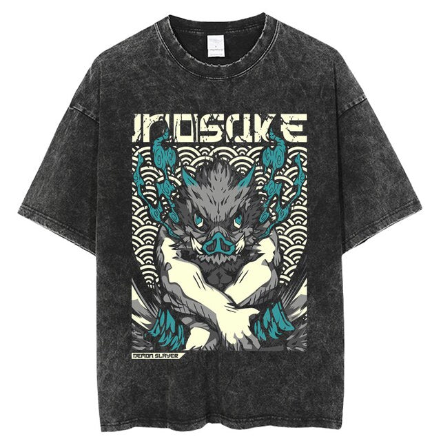 T-Shirt Maglietta Oversized Demon Slayer Inosuke Respirazione della Bestia