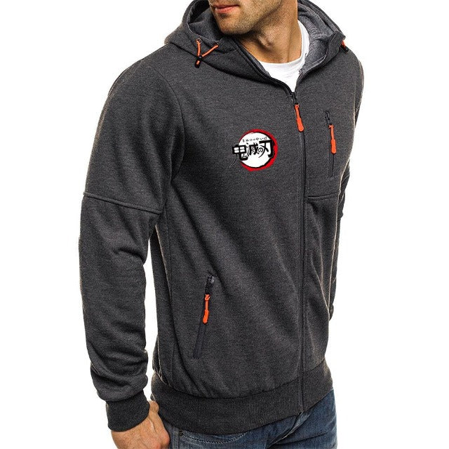 Sweat à Capuche Zippé Demon Slayer  gris