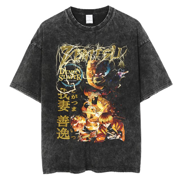 T-Shirt Maglietta Oversized Demon Slayer Zen&#39;Itsu Respirazione del Fulmine