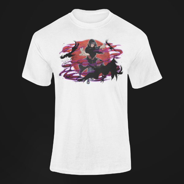 T-Shirt Itachi Corbeau blanc