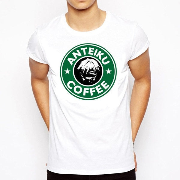 T-Shirt Manga Tokyo Ghoul Anteiku Coffee Floqué Adulte Homme Femme Courtes Manches