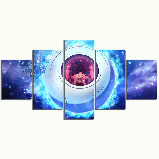 Tableau Goku Capsule Saiyan Dragon Ball Cadre Toile