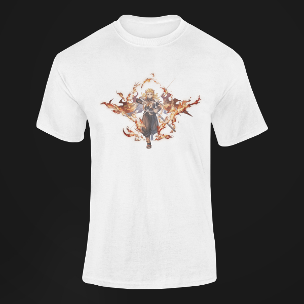 T-Shirt Kyojuro Rengoku Manga Demon Slayer blanc