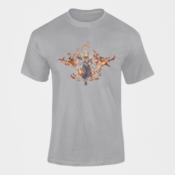 T-Shirt Kyojuro Rengoku Manga Demon Slayer gris