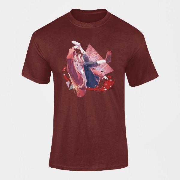 T-shirt Power Chainsaw Man bordeaux